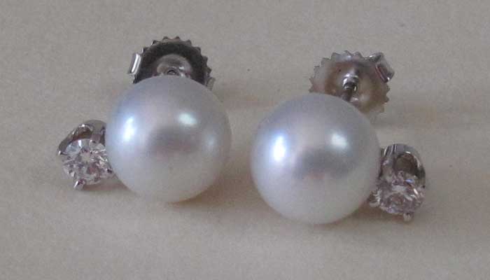 pearl diamond earrings